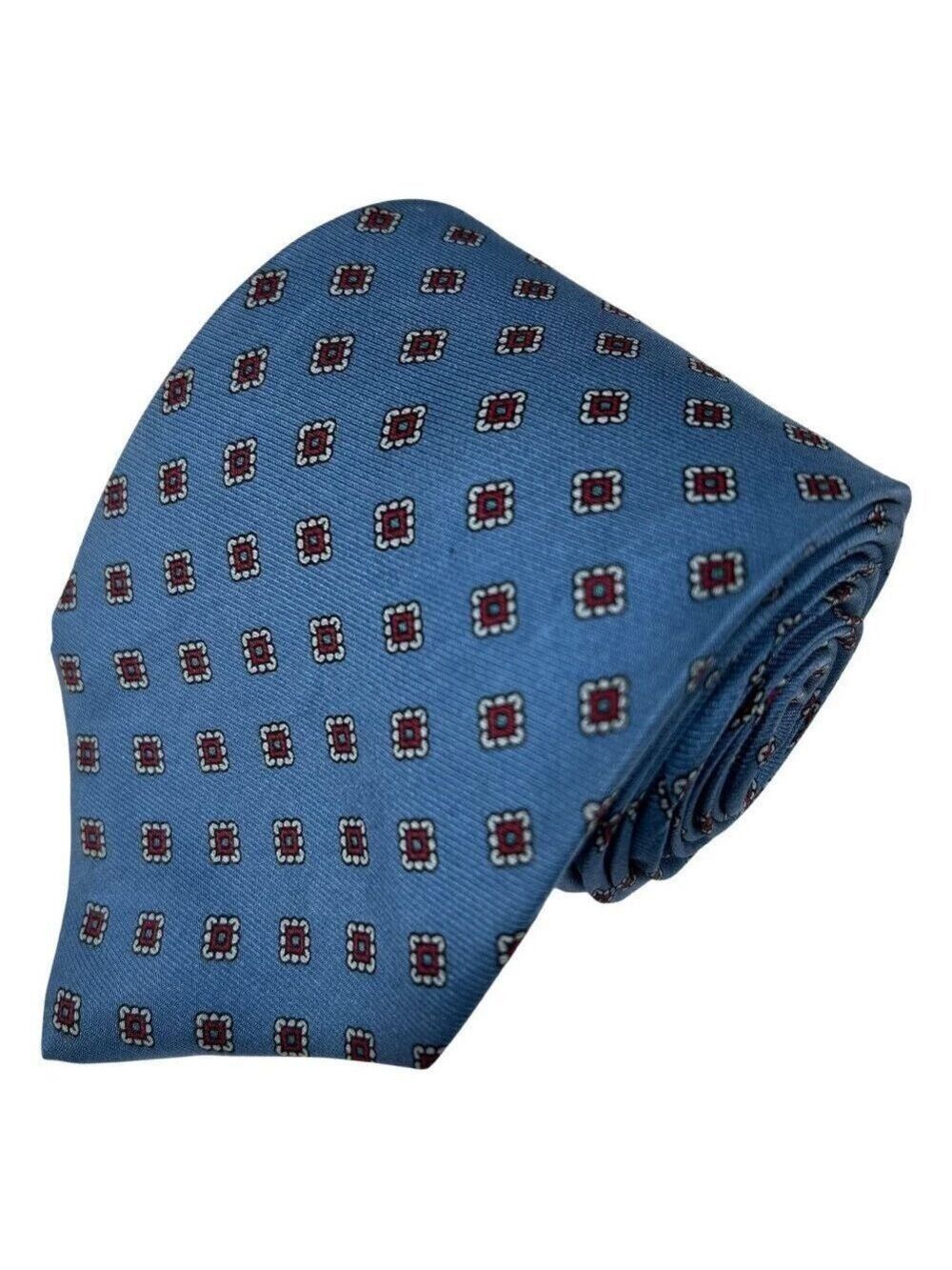 Liberty of London Men's Teal Blue 100% Silk Geometric England Necktie Tie